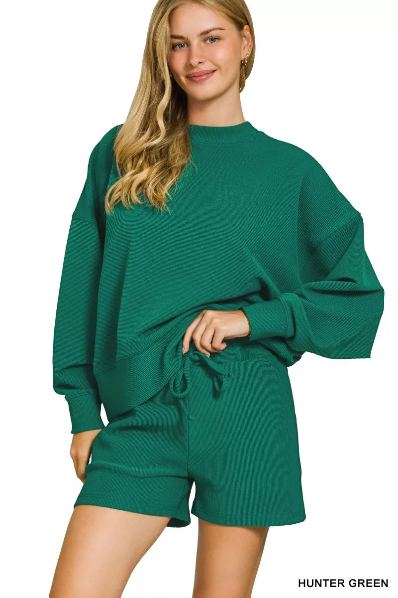Ribbed Pullover and Shorts Set