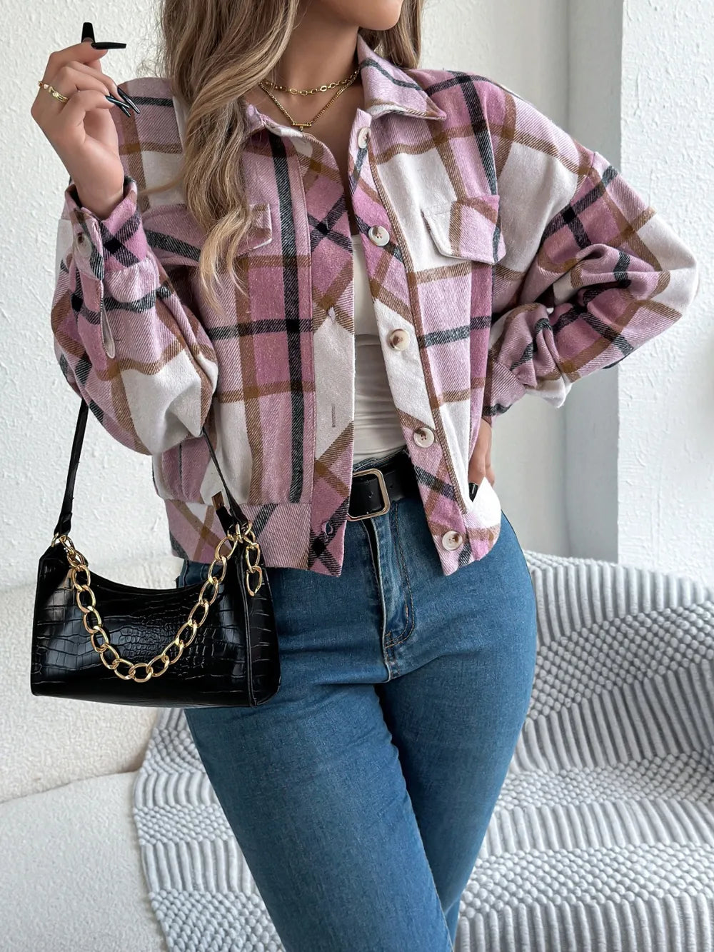 Plaid Button Up Jacket