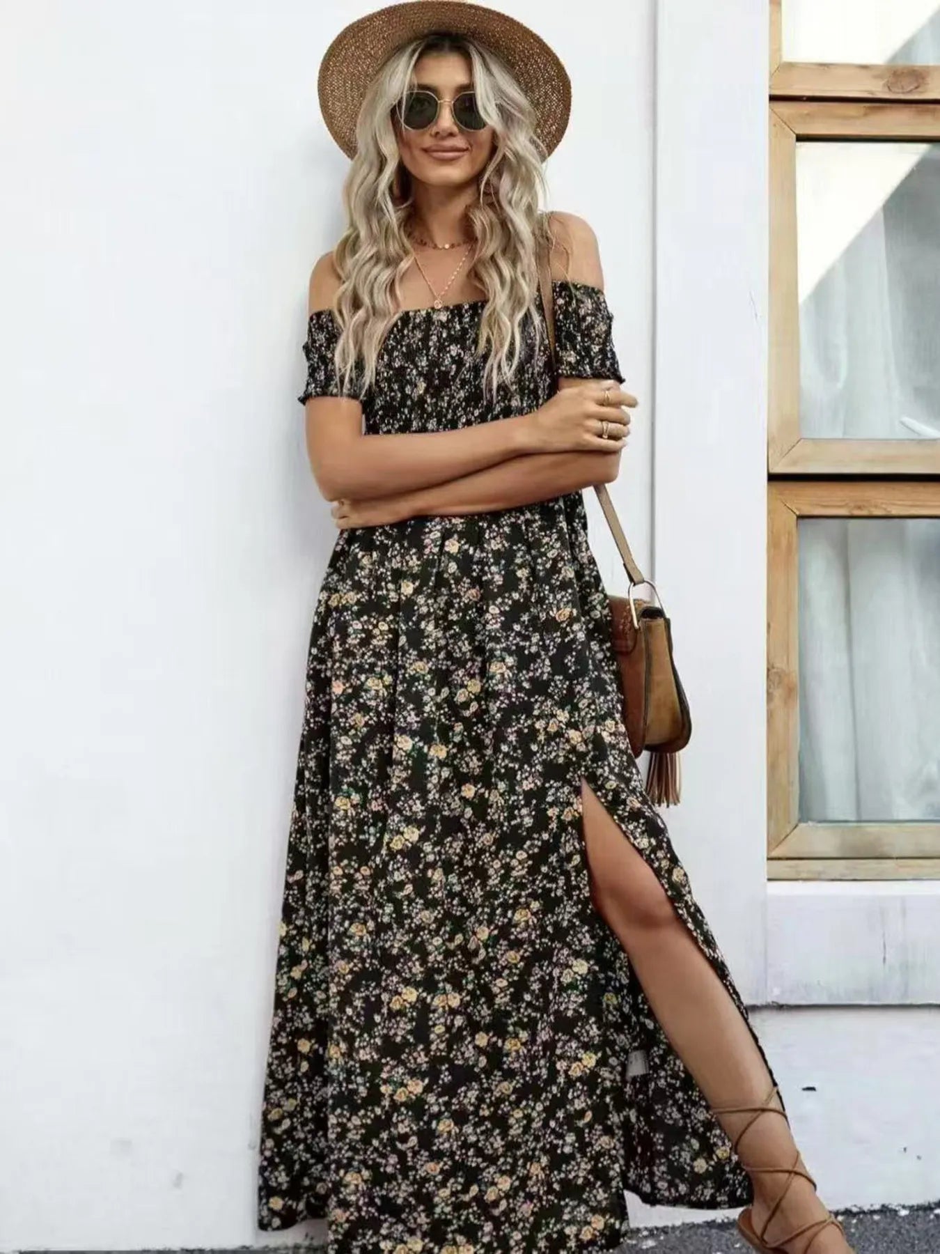 Off-Shoulder Floral Maxi Dress
