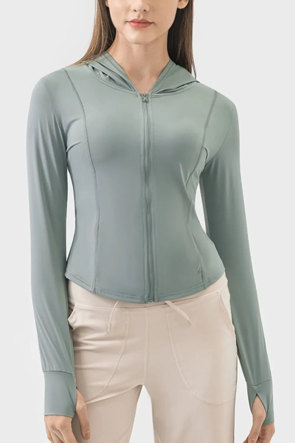 Active Long Sleeve Zip Up Jacket with Hood