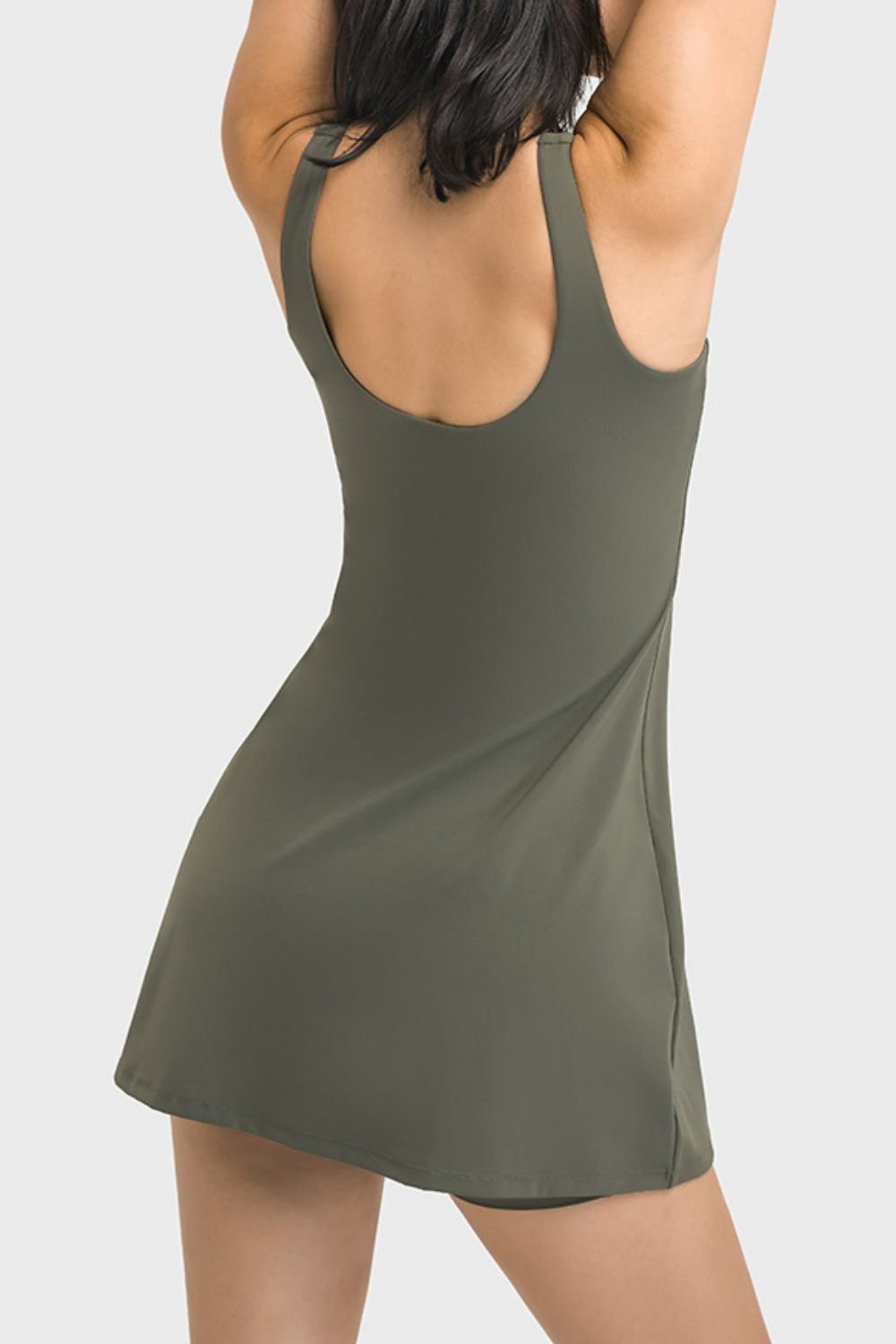 Athletic Square Neck Tank Dress with Shorts