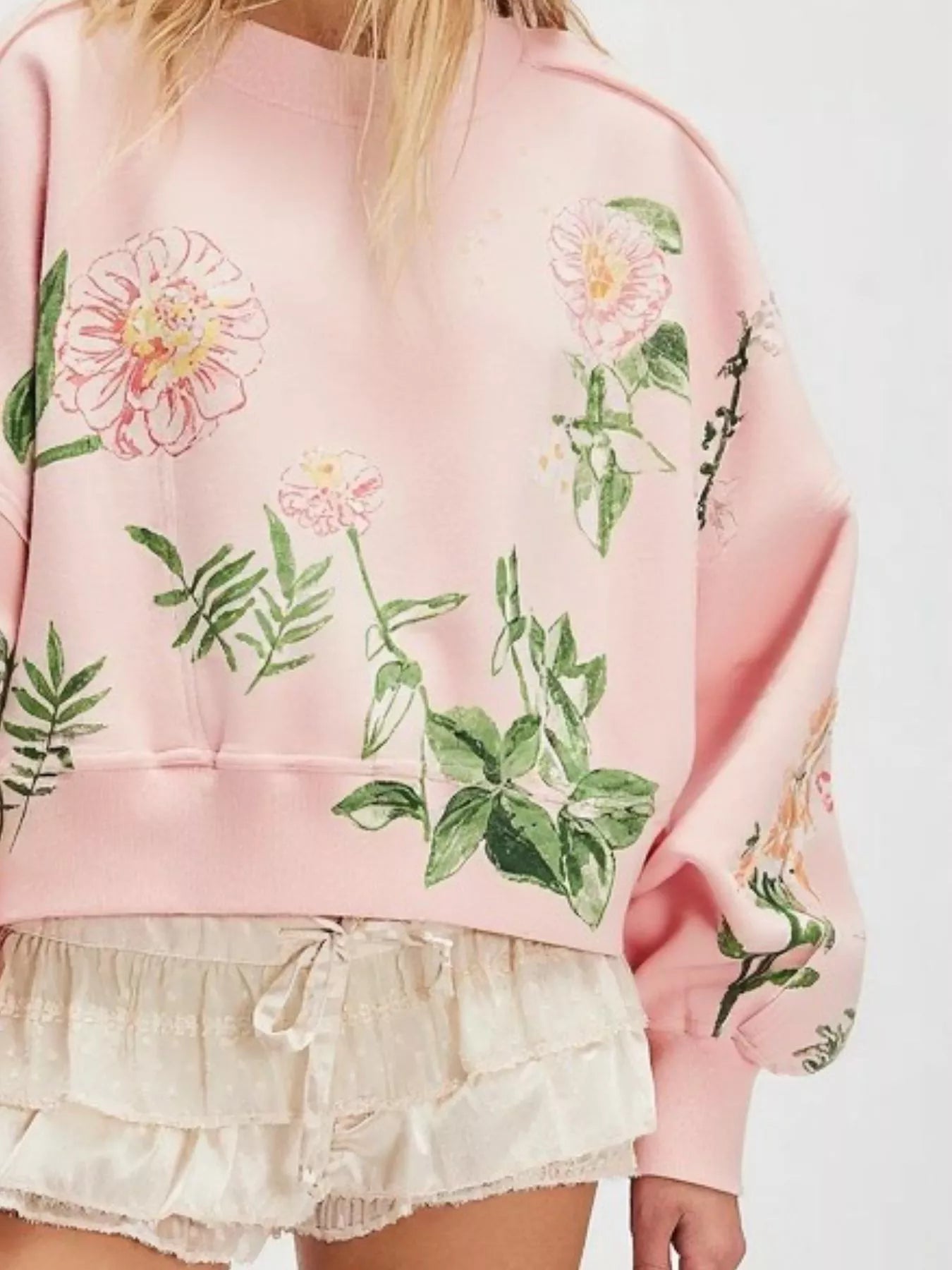 Painterly Floral Print Sweatshirt