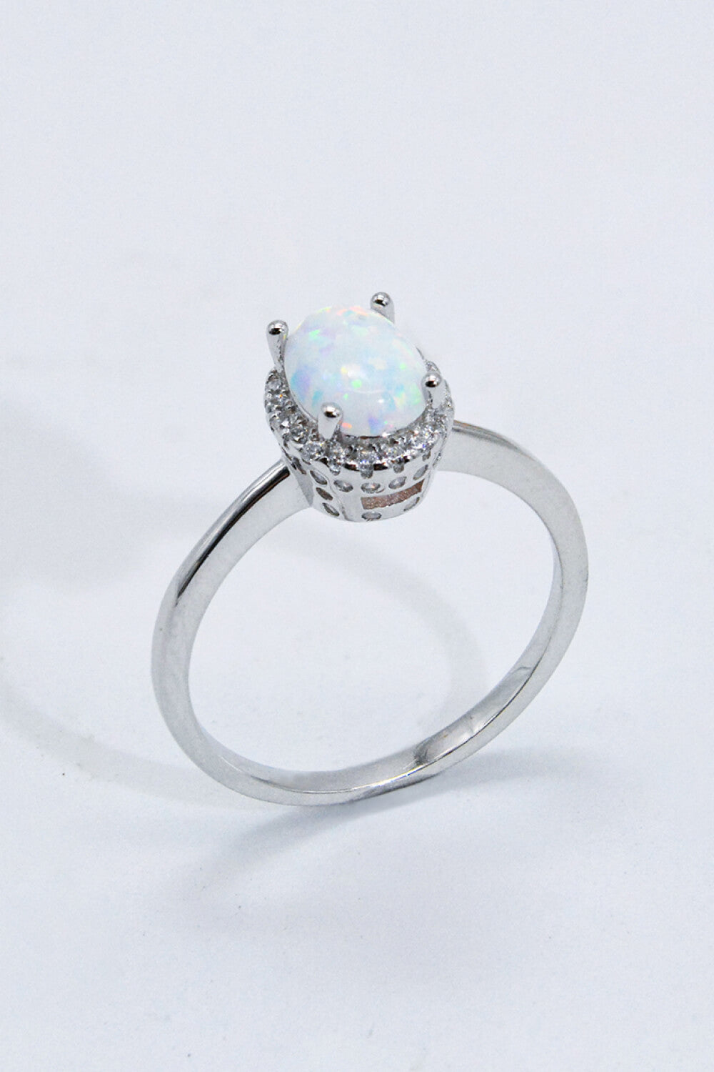 Opal Oval Platinum-Plated Ring