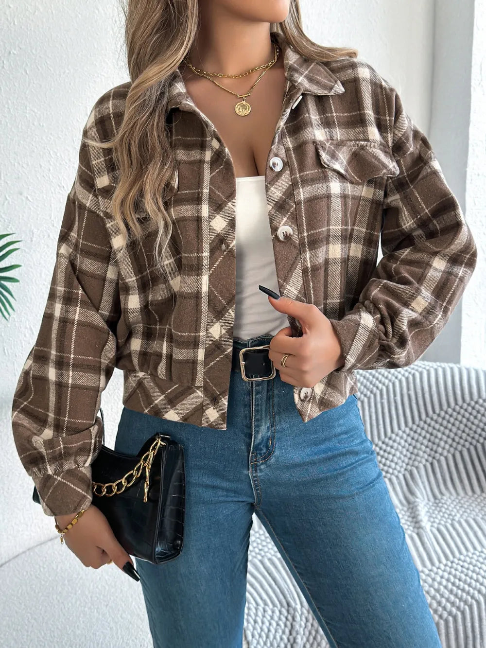 Plaid Button Up Jacket