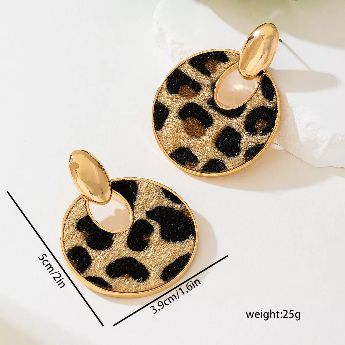 Leopard Circle Dangle Earrings