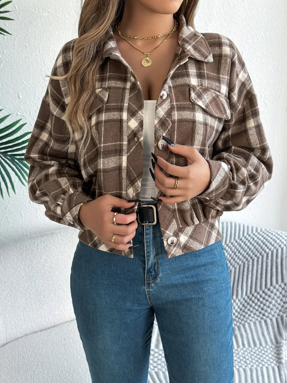 Plaid Button Up Jacket