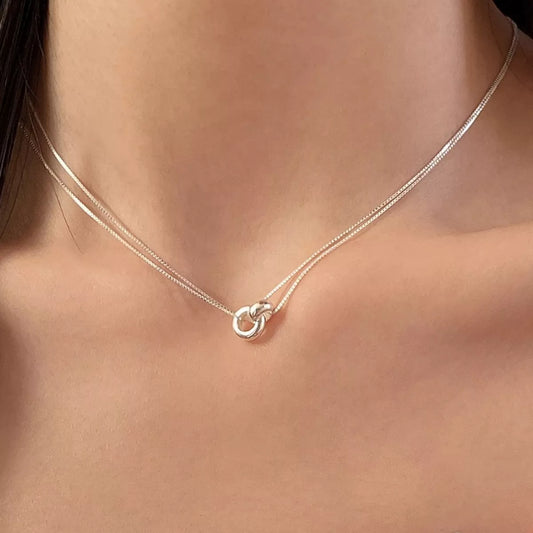 Double Strand 925 Sterling Silver Necklace - Back View