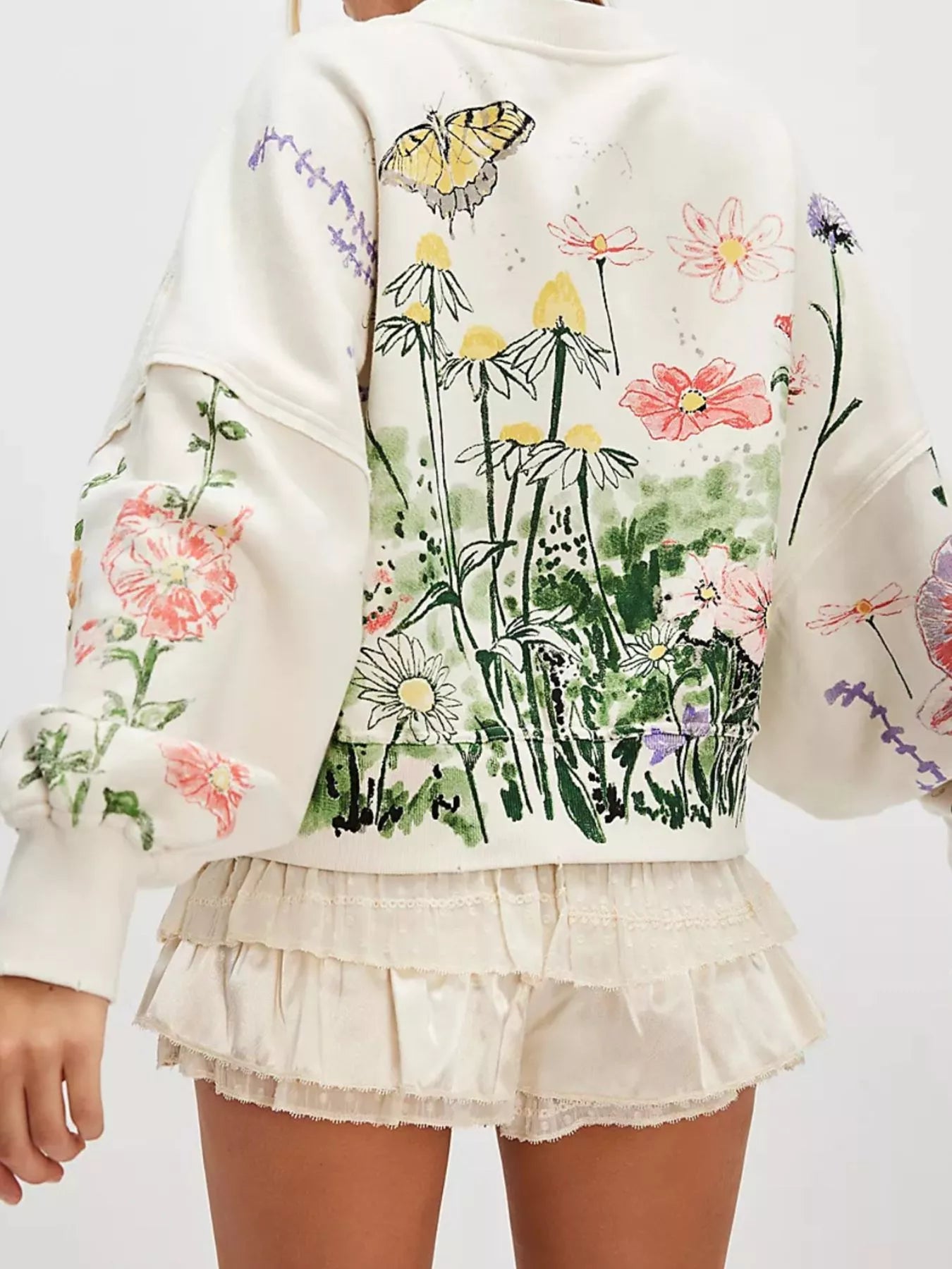 Painterly Floral Print Sweatshirt