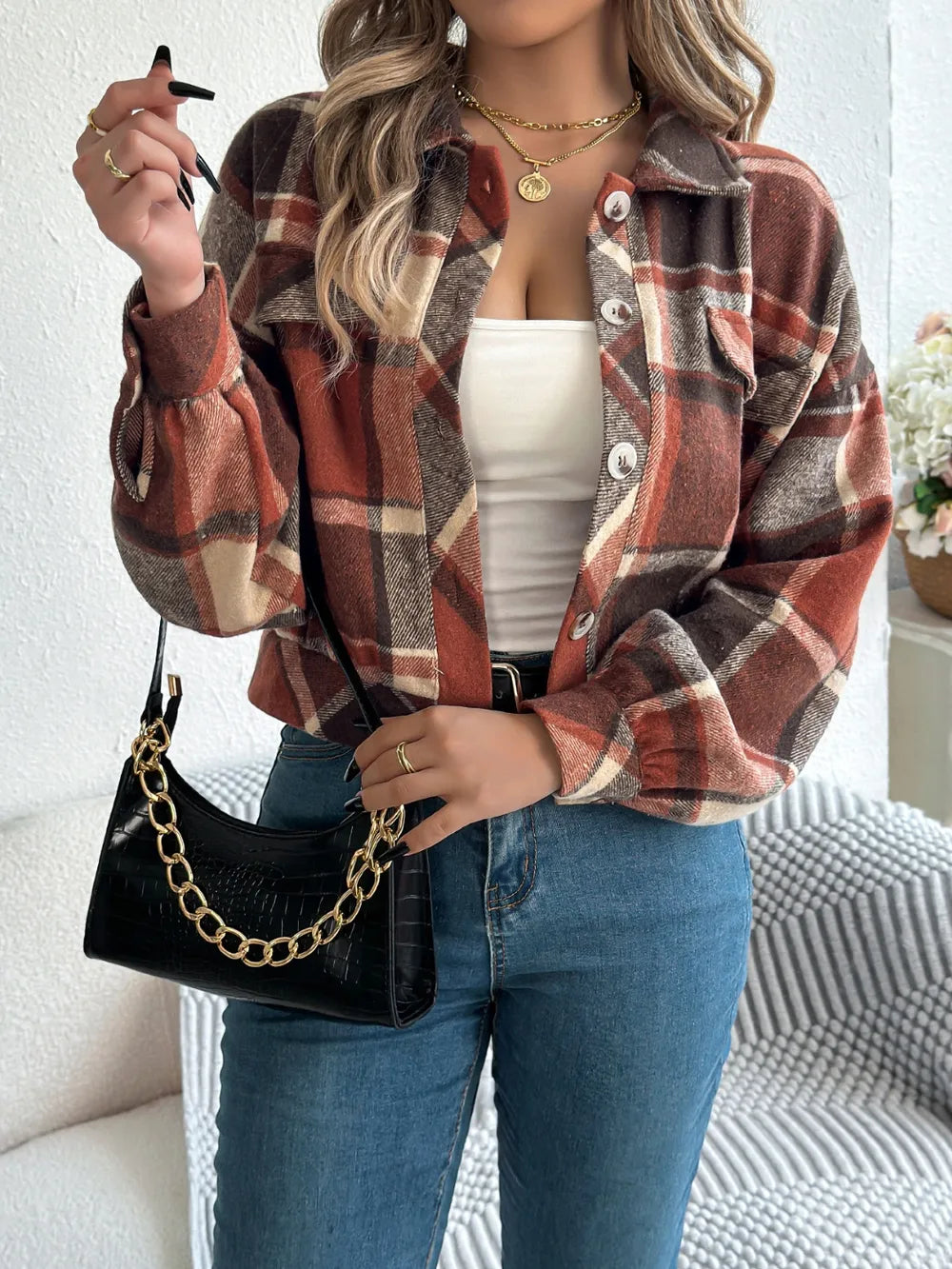 Plaid Button Up Jacket