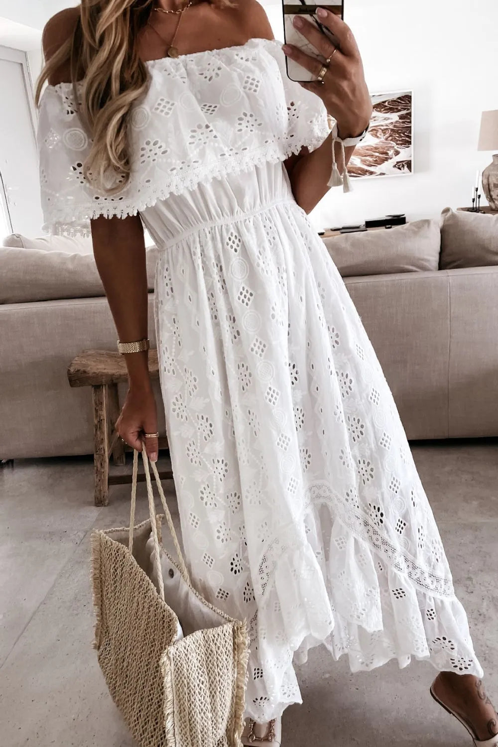 Ruffles and Romance Eyelet Maxi Dress
