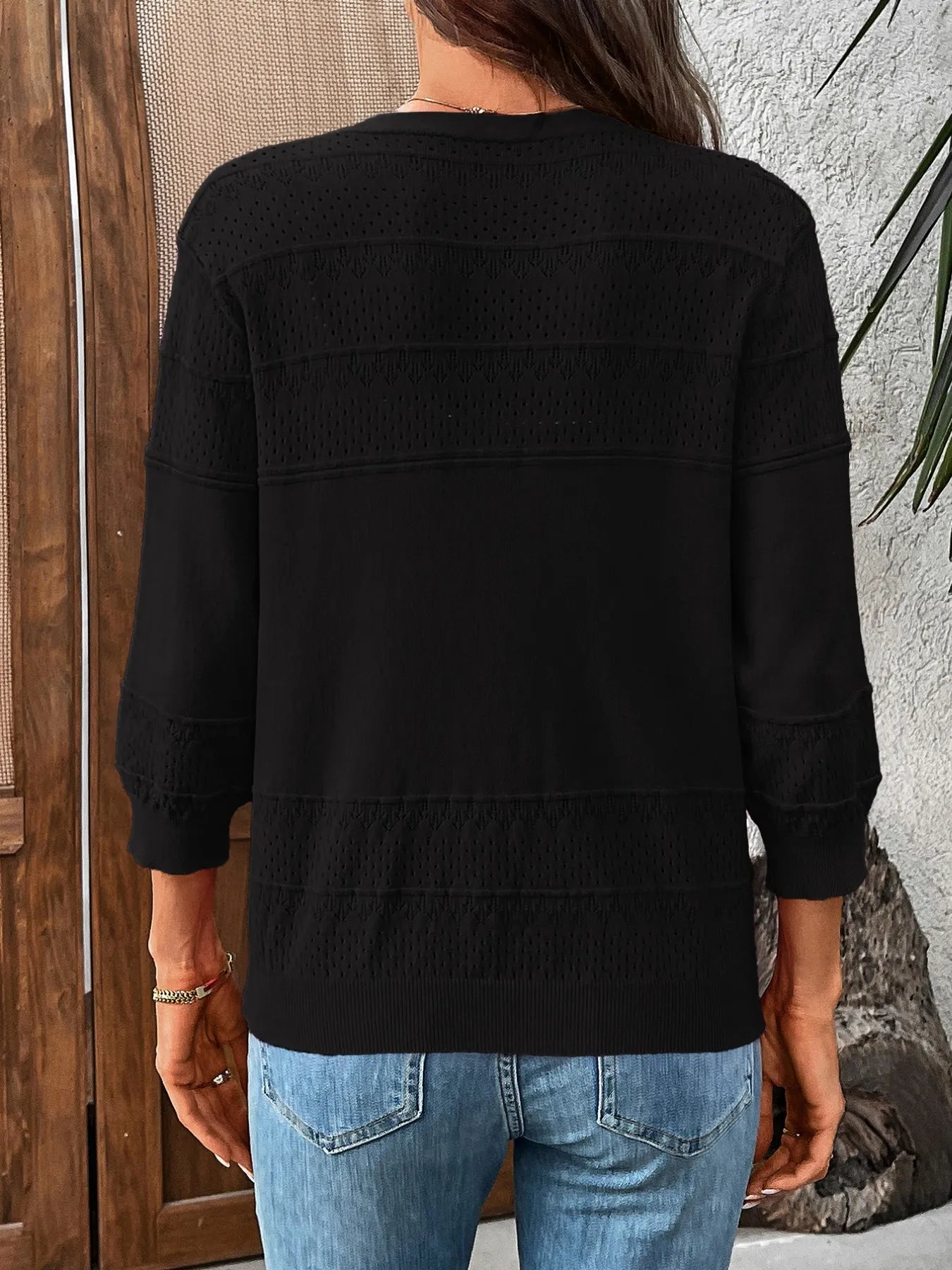 3/4 Sleeves Textured Cardigan