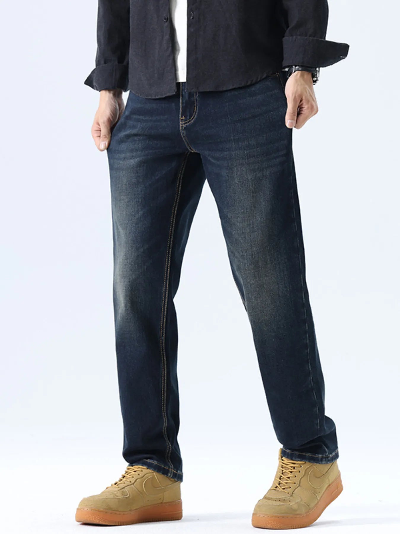 Men's Straight Leg Dark Wash Jeans