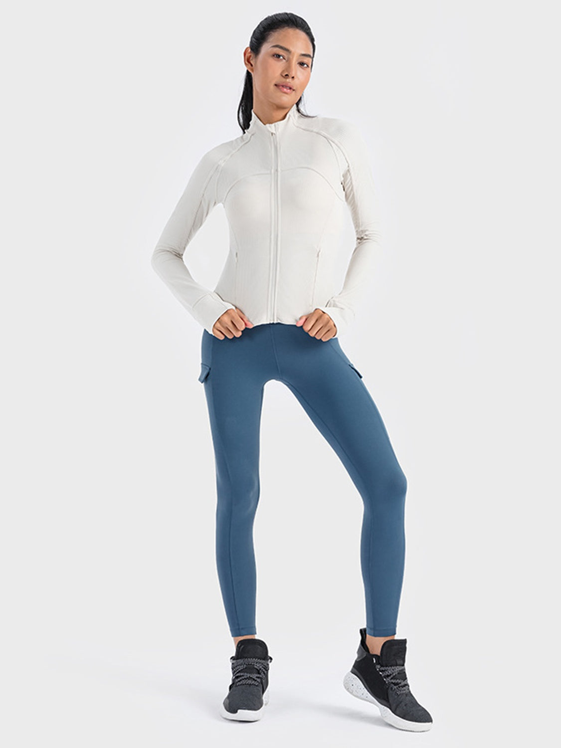 Athletic Zip-Up Long Sleeve Jacket - Side View