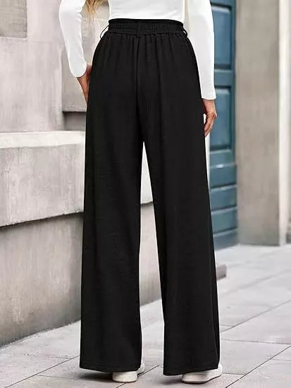 Wide-Leg Pleated Trouser Pants