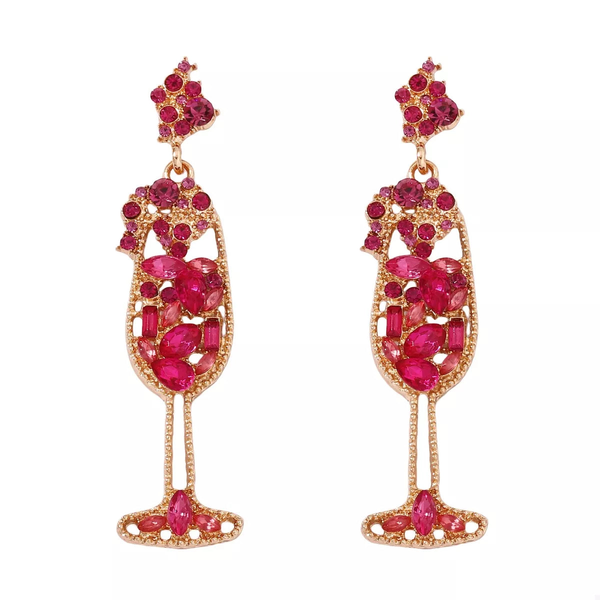 Champagne Toast Rhinestone Dangle Earrings