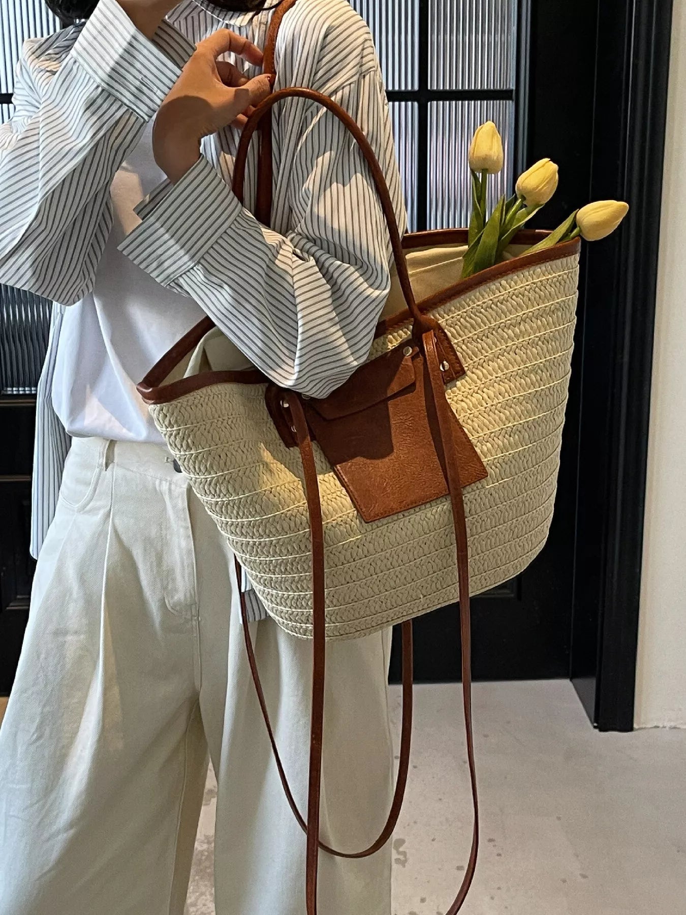 Woven Straw Tote Bag