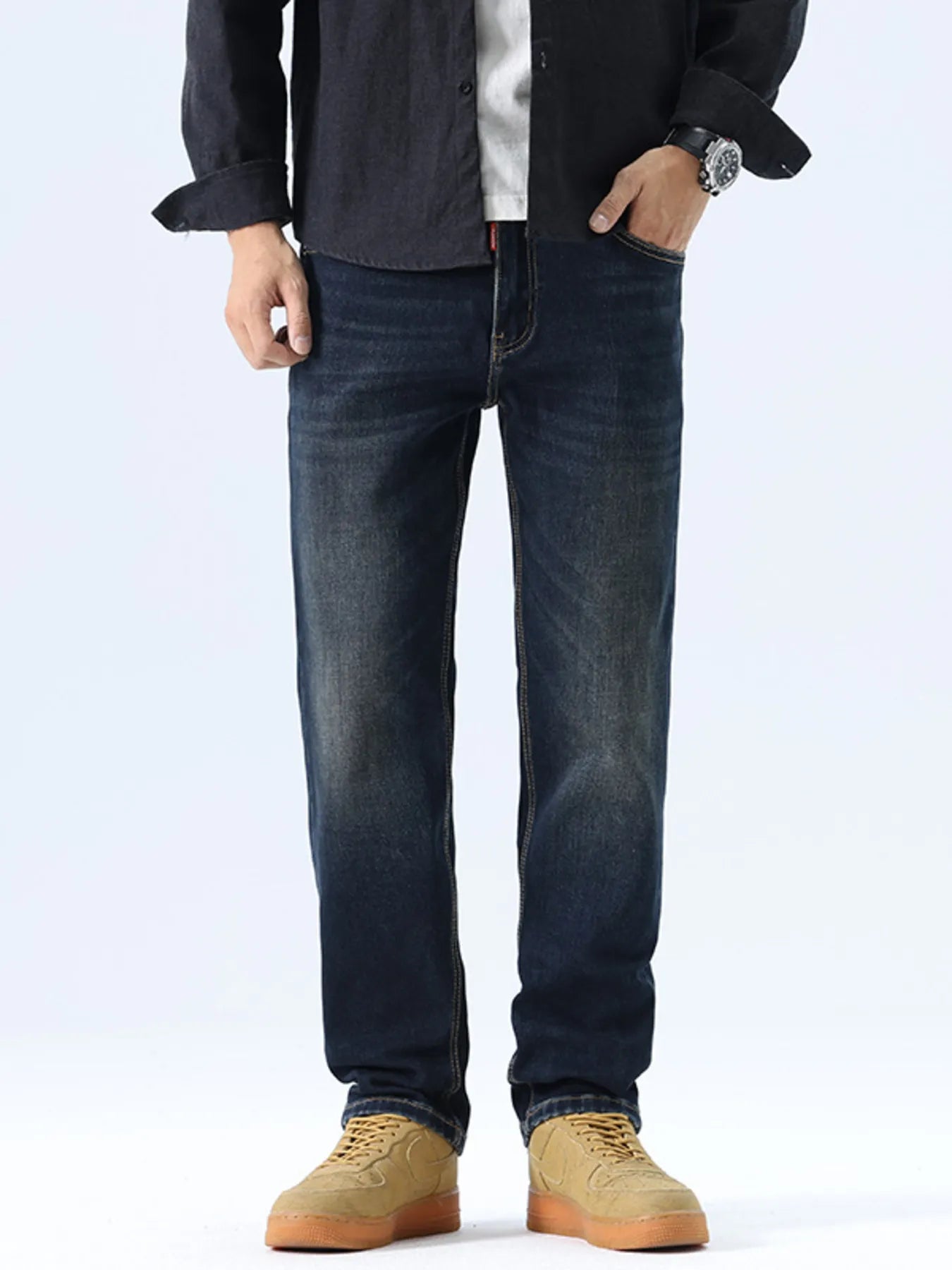 Men's Straight Leg Dark Wash Jeans