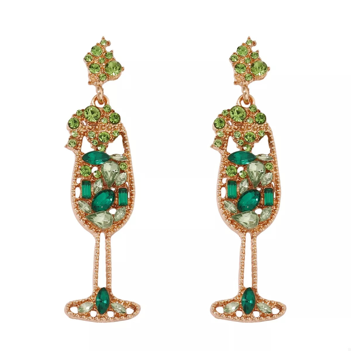 Champagne Toast Rhinestone Dangle Earrings