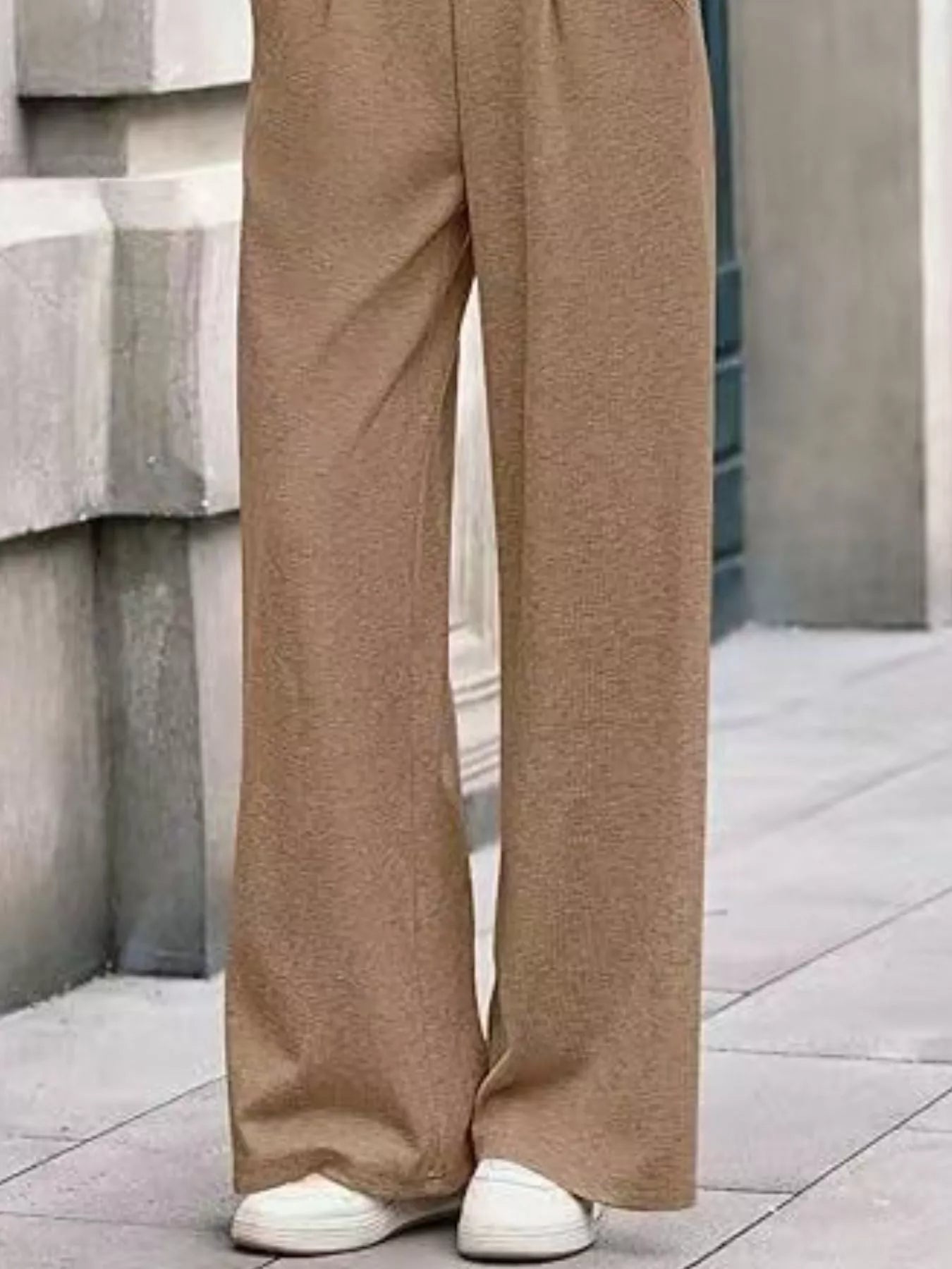 Wide-Leg Pleated Trouser Pants