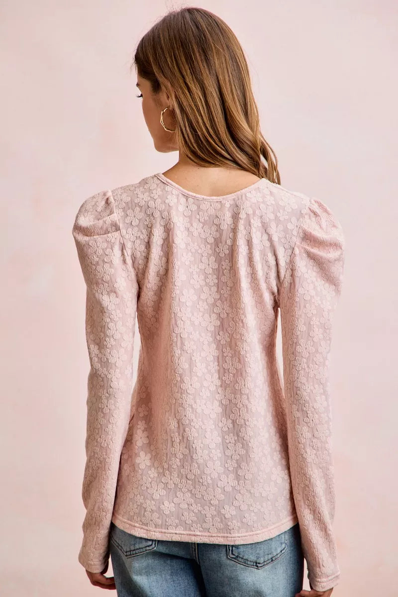 Textured Flower Knit Top