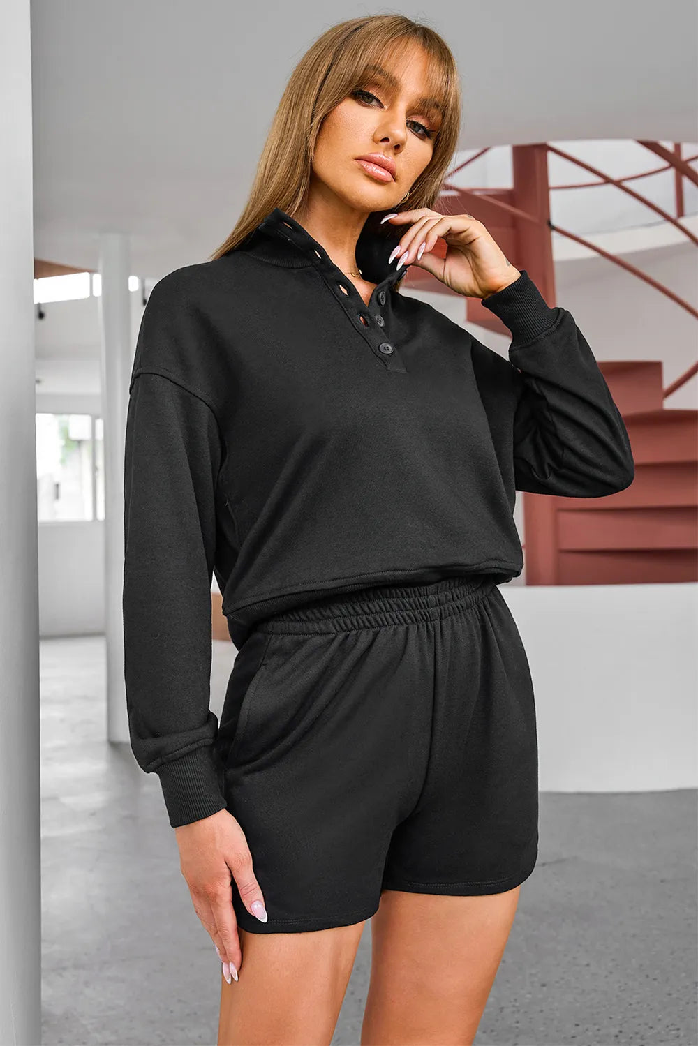 Matching Sweatshirt and Shorts Athleisure Set