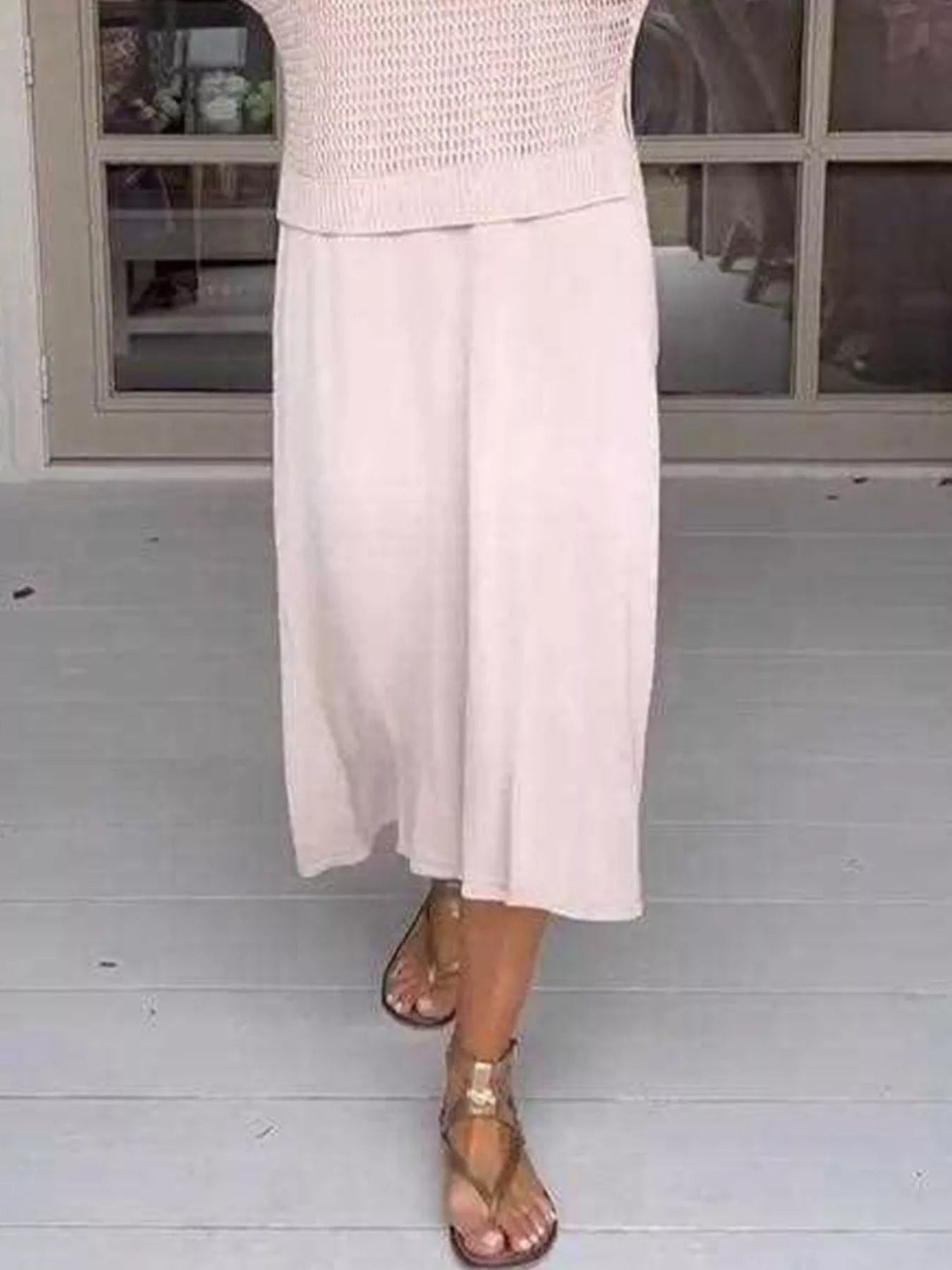 Openwork Sweater and Dress Set
