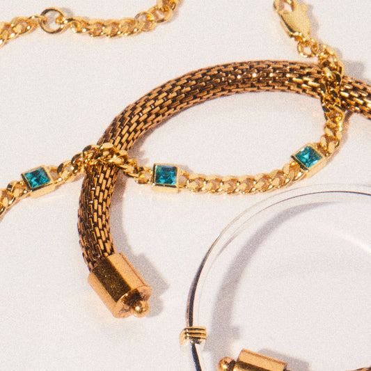 Aquamarine Curb Chain Bracelet - Alex and Ani - Back View