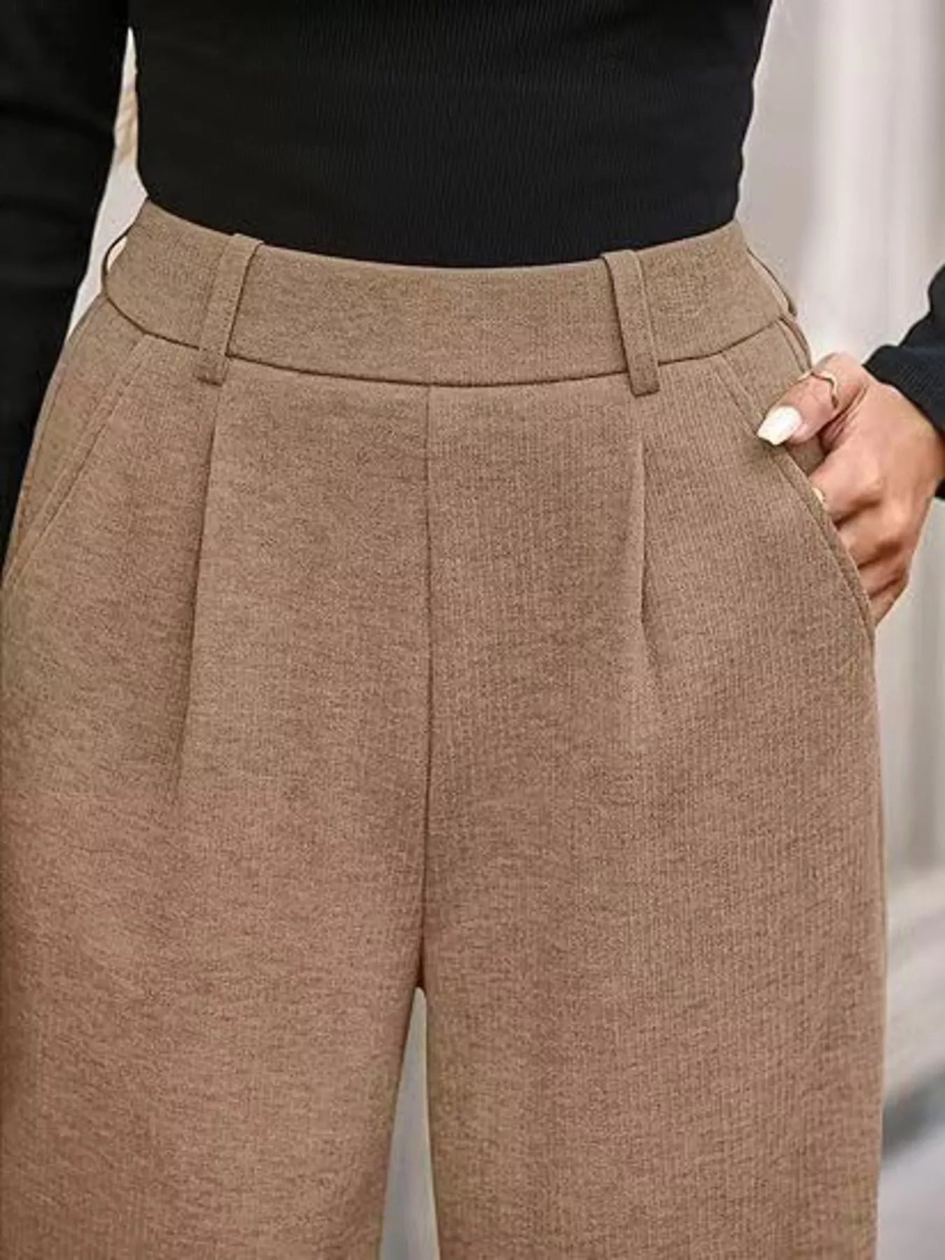 Wide-Leg Pleated Trouser Pants