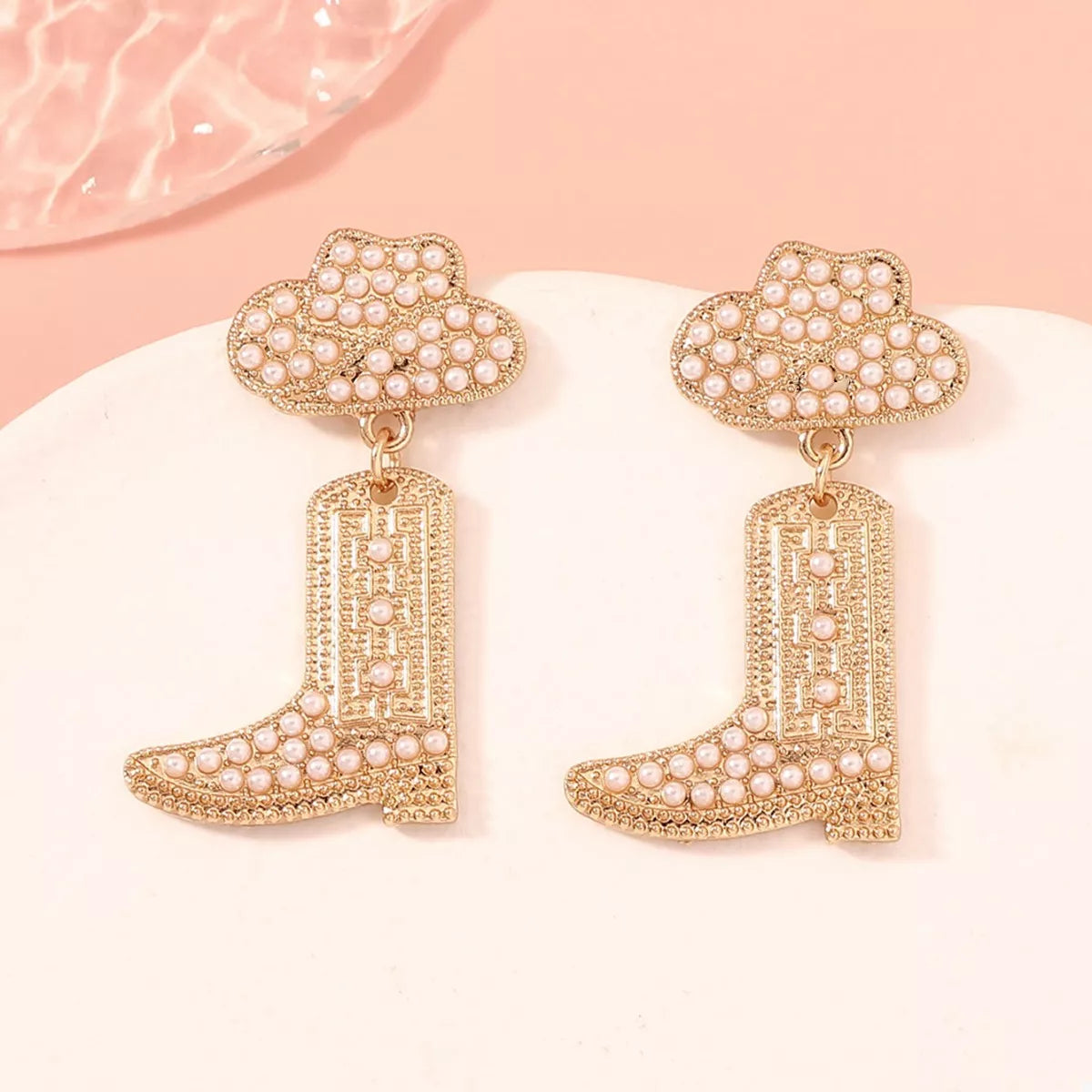 Rhinestone Cowgirl Dangle Earrings - Back View