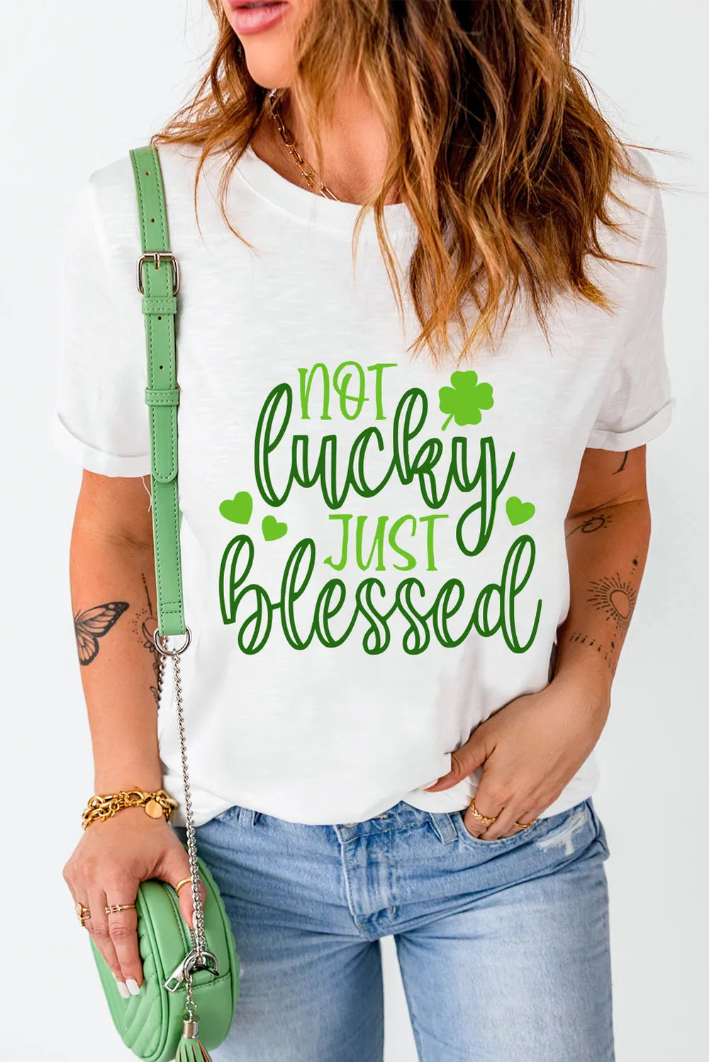 NOT LUCKY JUST BLESSED Graphic T-Shirt