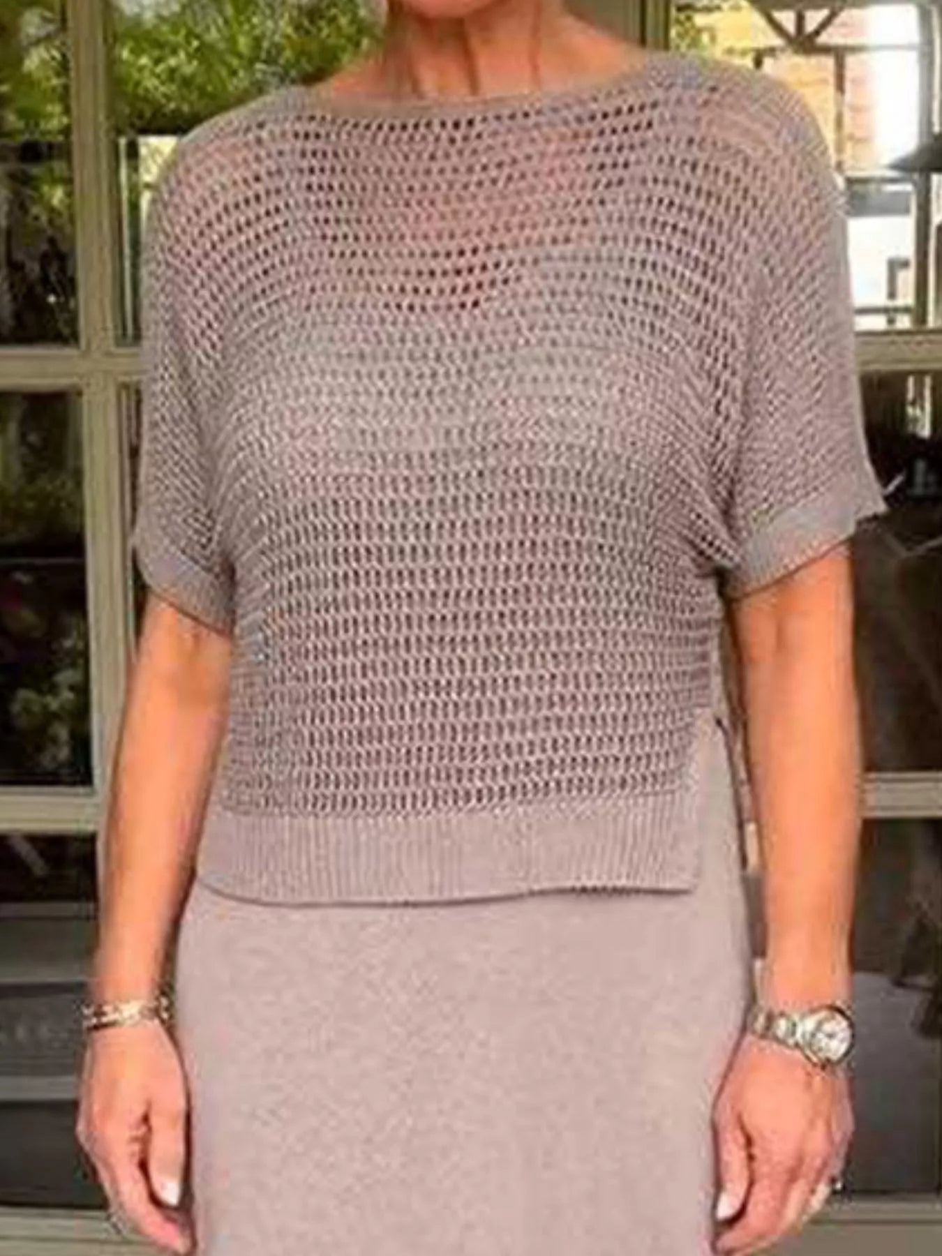 Openwork Sweater and Dress Set