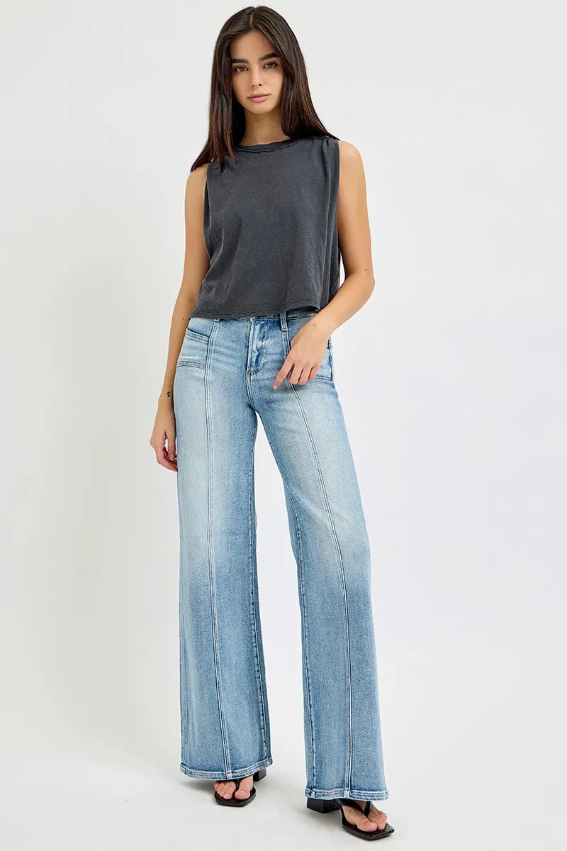 Women's Mid Rise Wide Leg Jeans