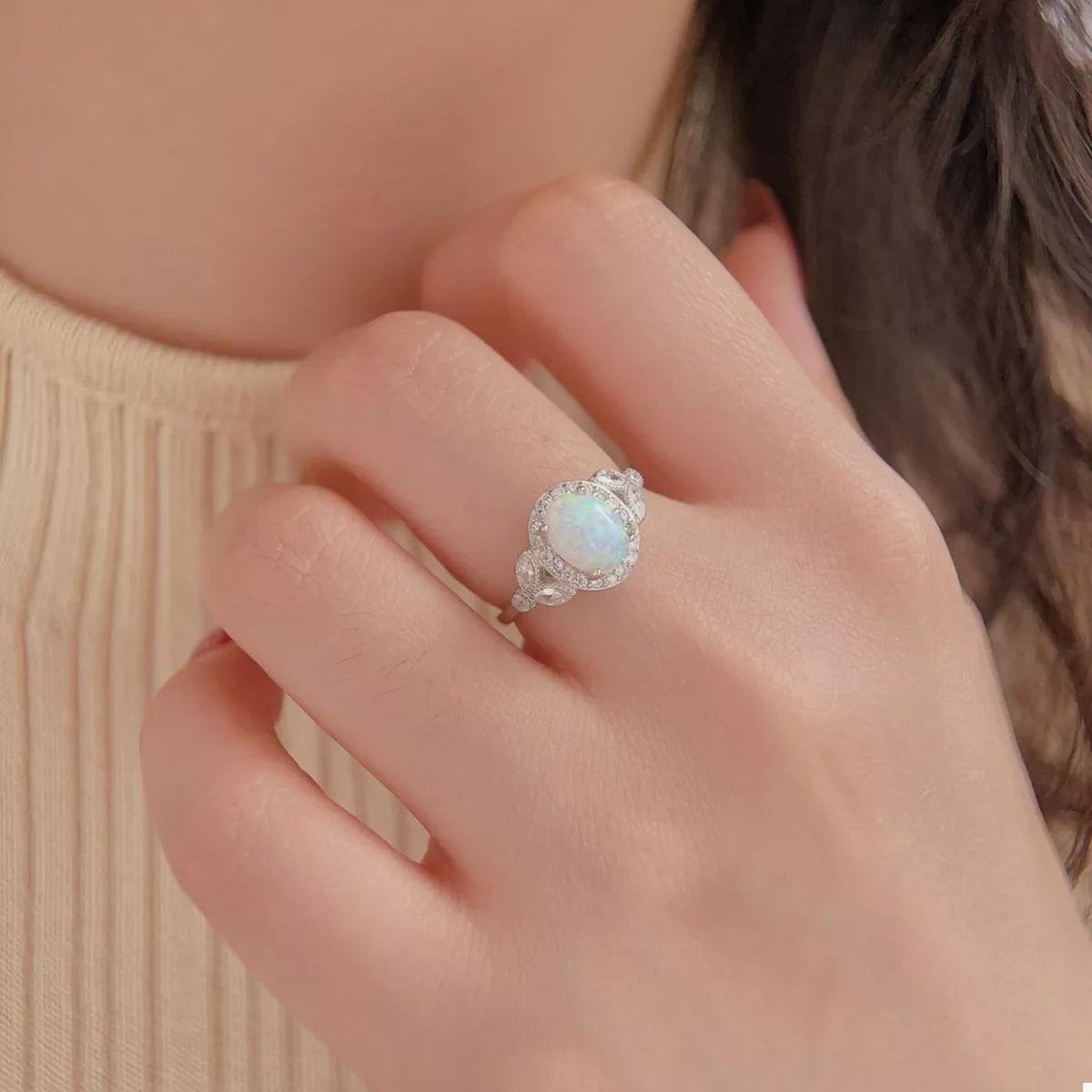 Opalite Halo Ring