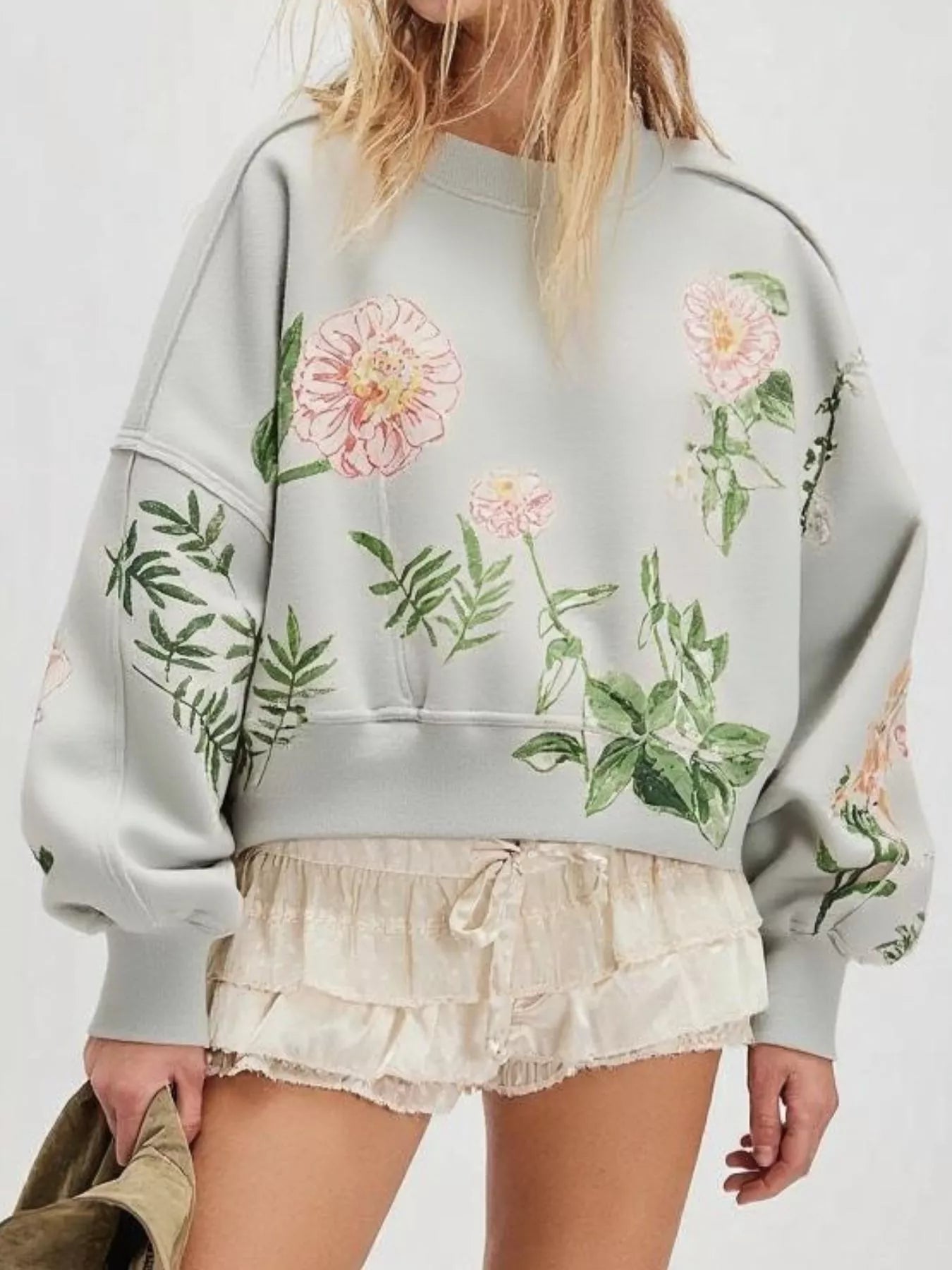 Painterly Floral Print Sweatshirt