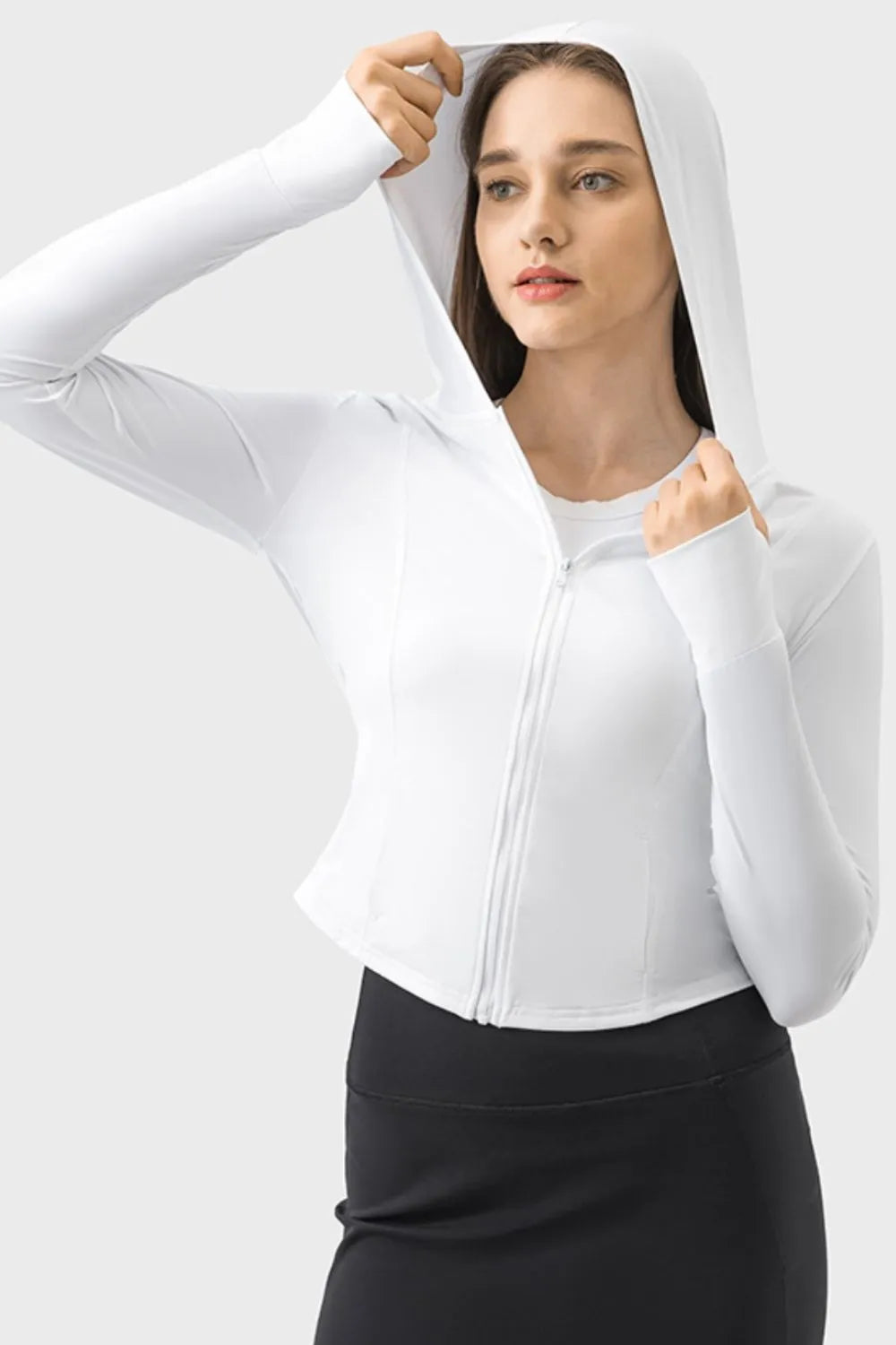 Active Long Sleeve Zip Up Jacket with Hood