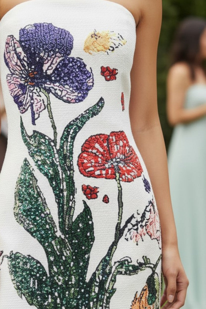 Strapless Floral Mini Dress