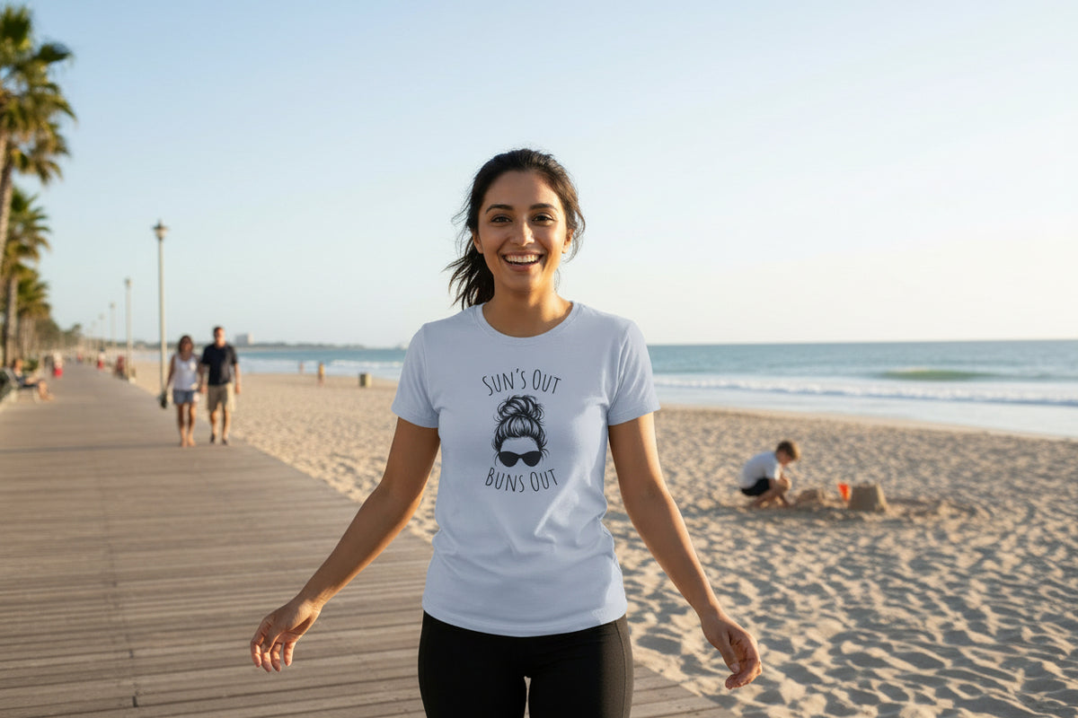 Sun's Out Buns Out Graphic T-shirt - Side View