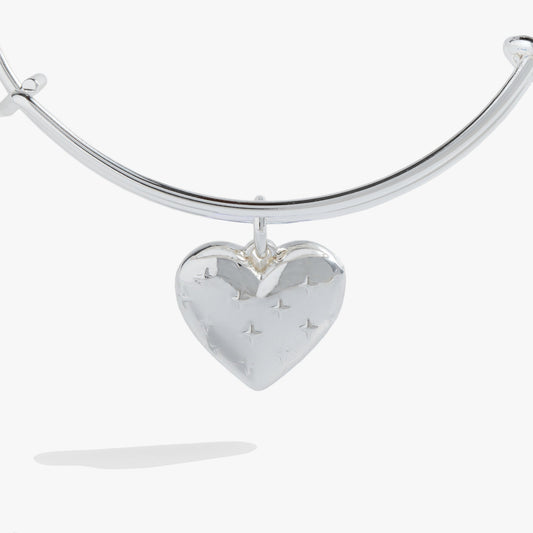 Silver Metal Heart Charm Bangle - Alex and Ani - Back View