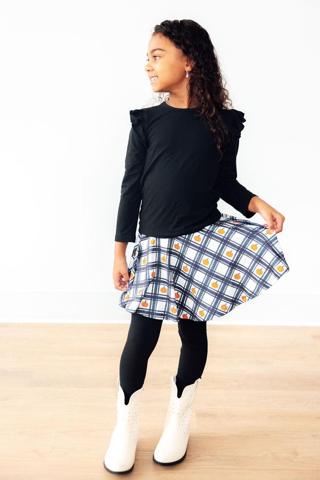 Plaid Pumpkins Twirl Skirted Legging