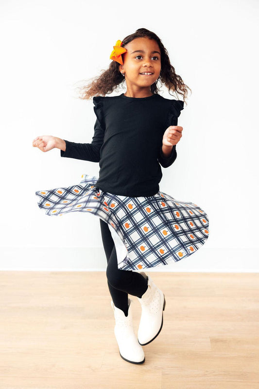 Plaid Pumpkins Twirl Skirted Legging