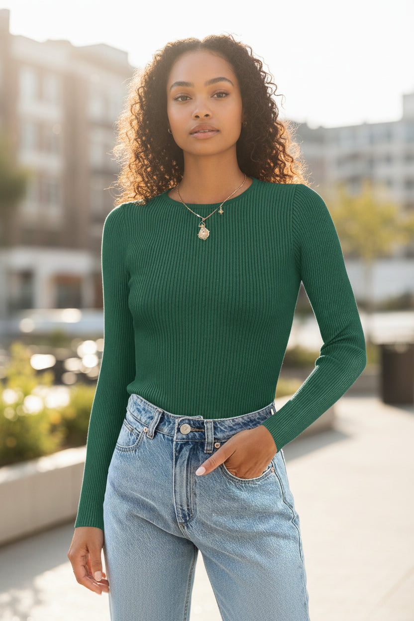 Ribbed Long Sleeve T-Shirt