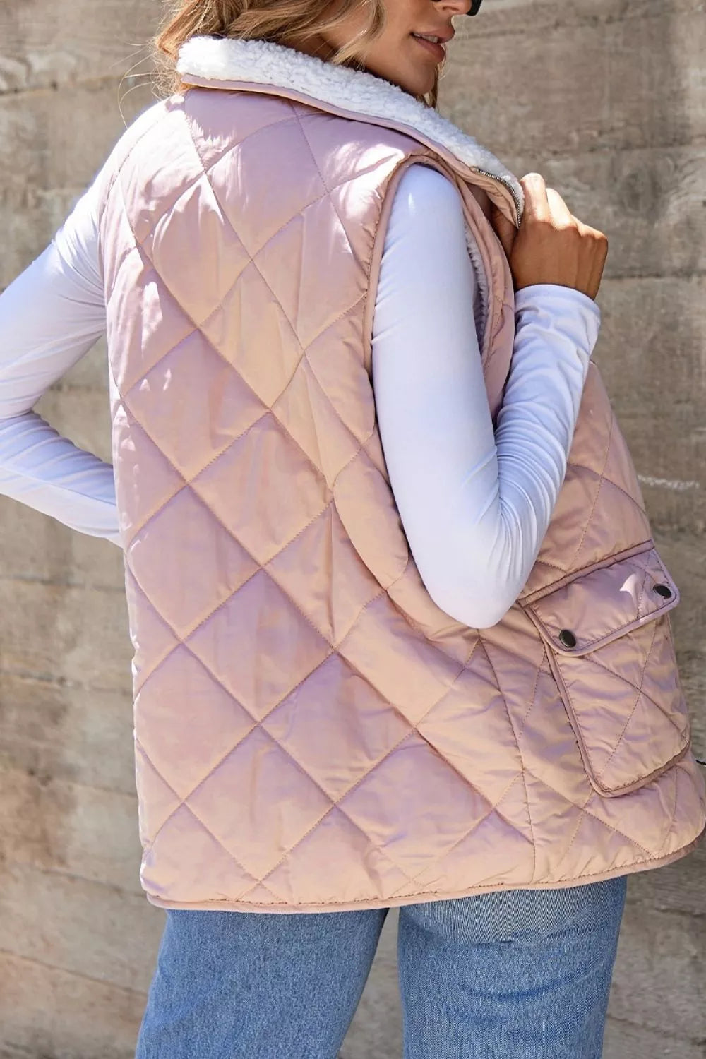 Reversible Quilted Sherpa-Lined Vest