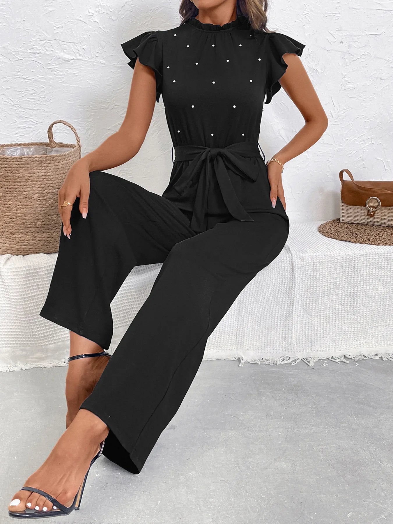 Pearl Top Cap Sleeve Jumpsuit