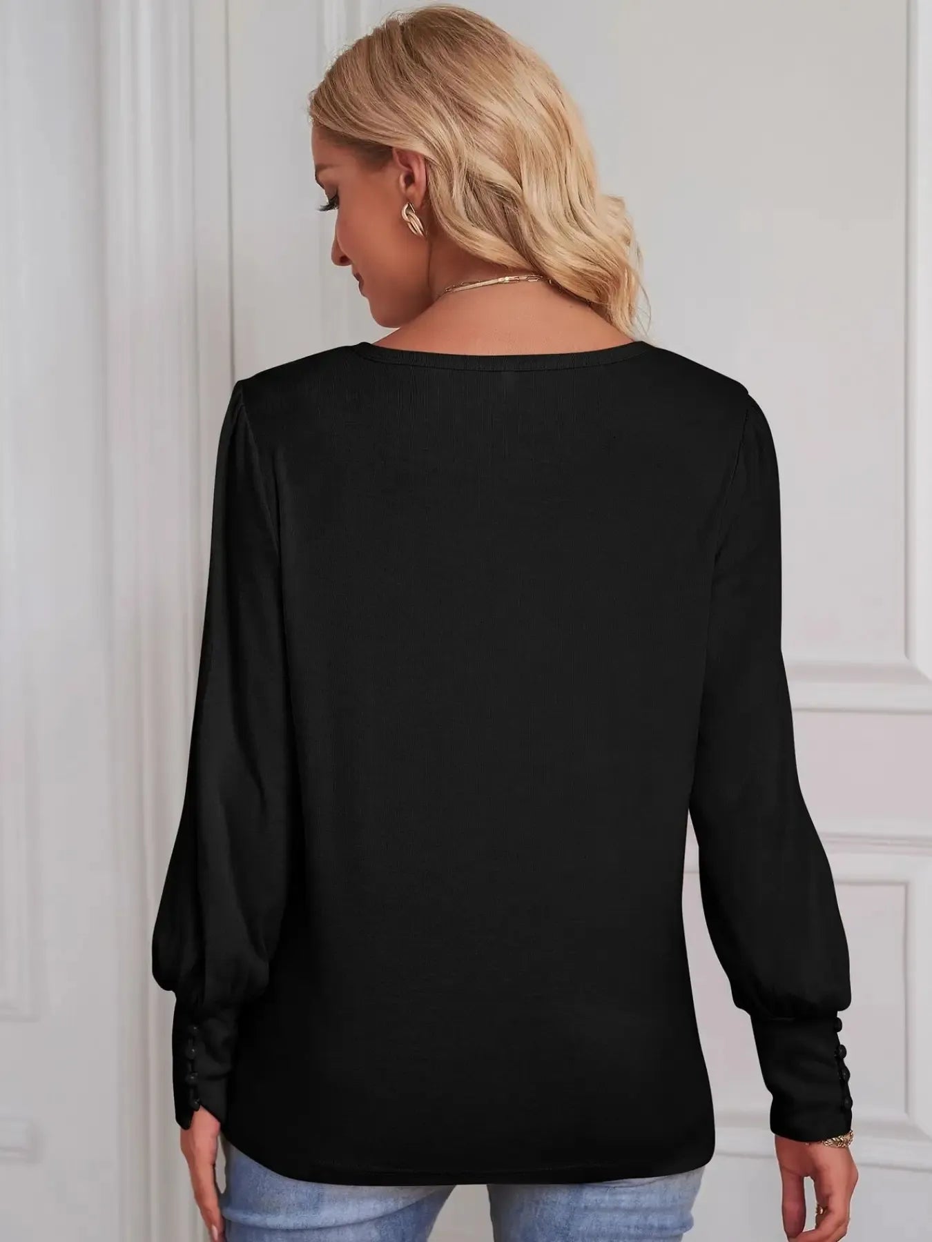 Long Sleeve Blouse with Button Detail Cuffs
