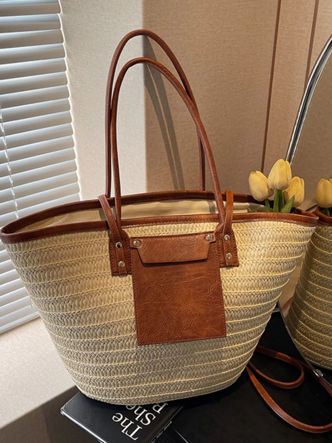 Woven Straw Tote Bag