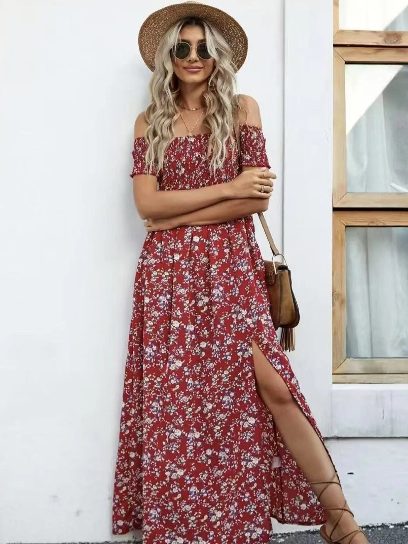 Off-Shoulder Floral Maxi Dress