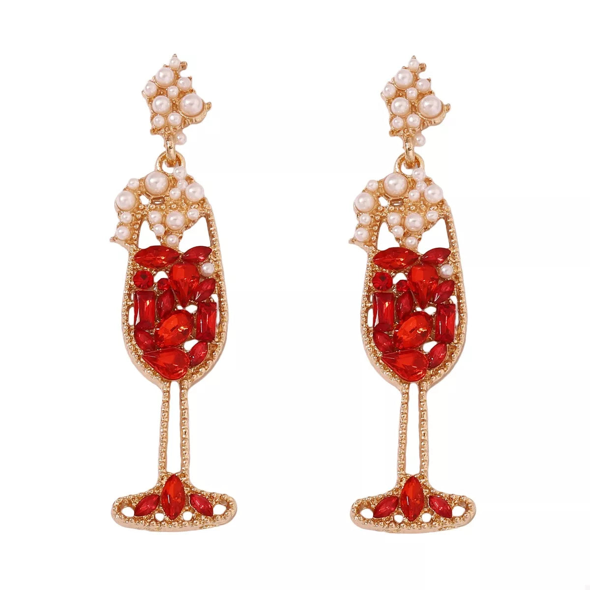 Champagne Toast Rhinestone Dangle Earrings