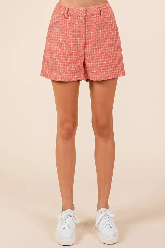 High-Waisted Tweed Shorts
