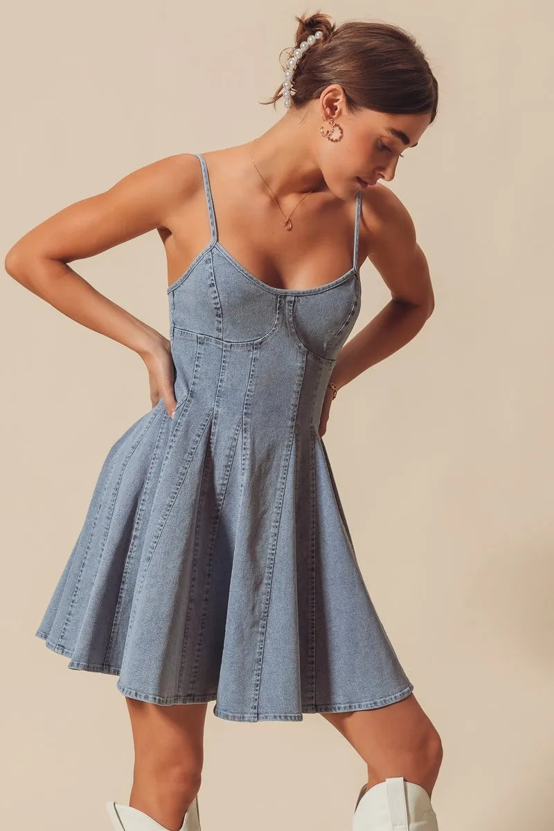 Fit and Flare Denim Mini Dress