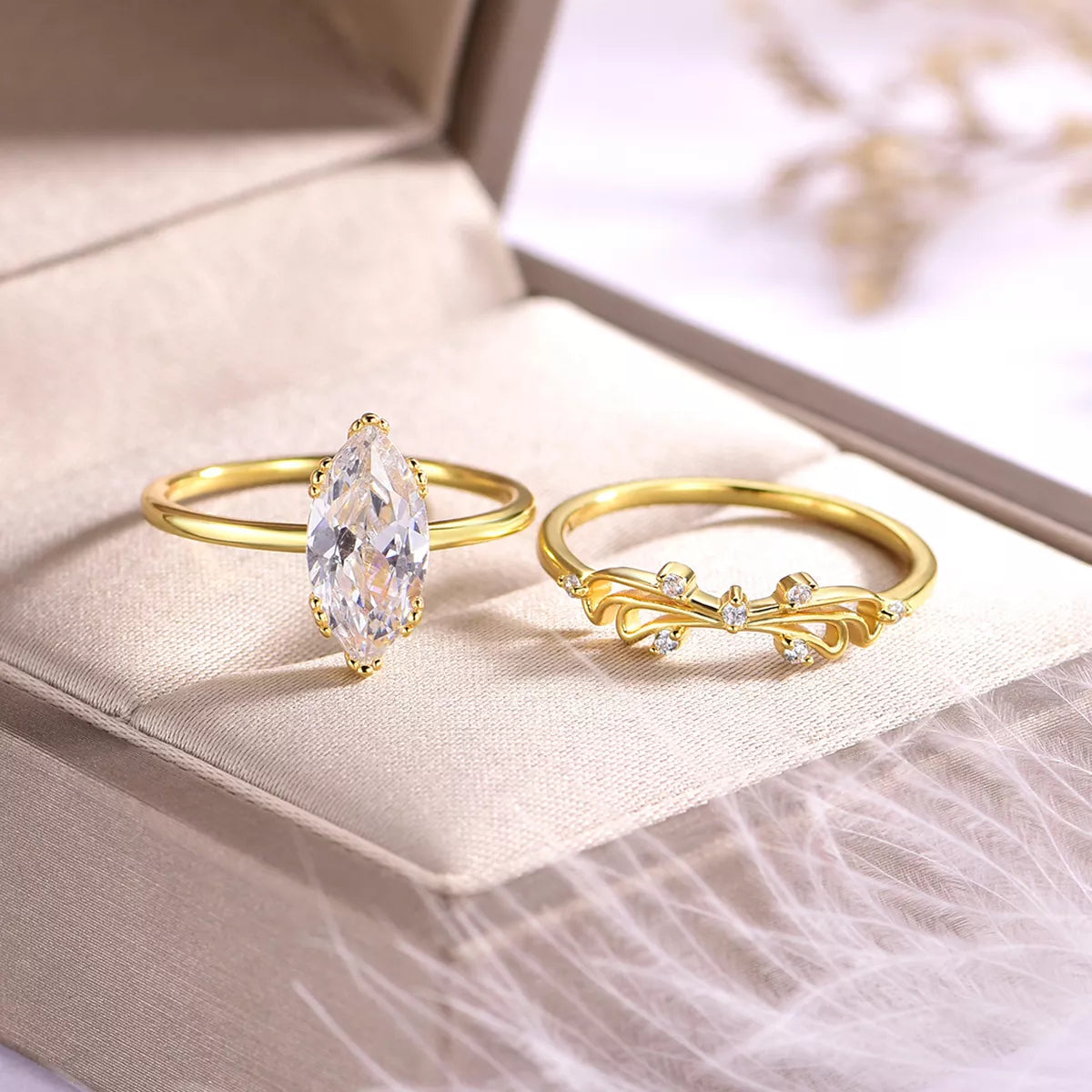 2-Carat Heirloom Marquise Moissanite with Accent Ring